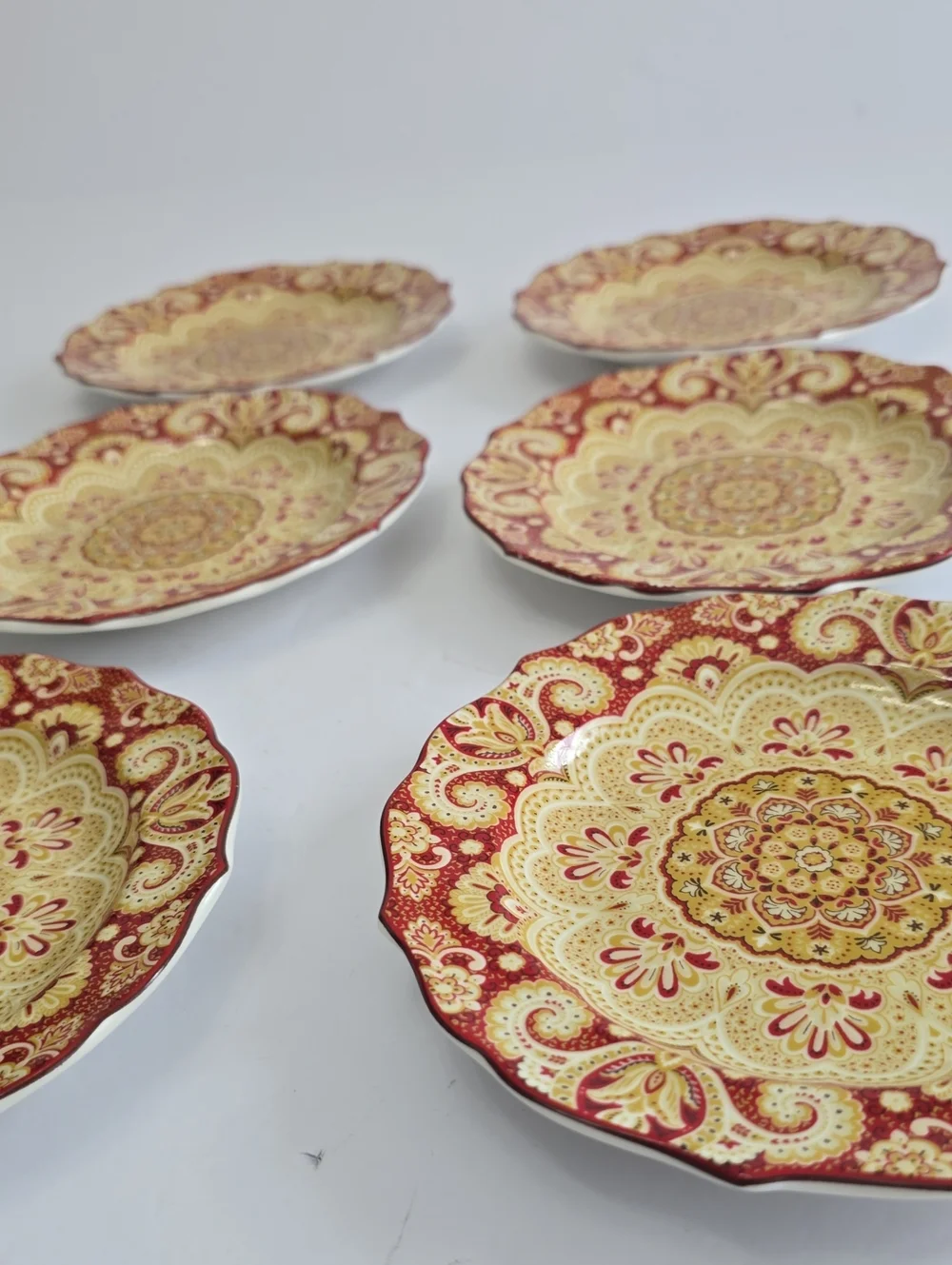 222 Fifth Set Of 6 Lyria Saffron Porcelain China Saucers